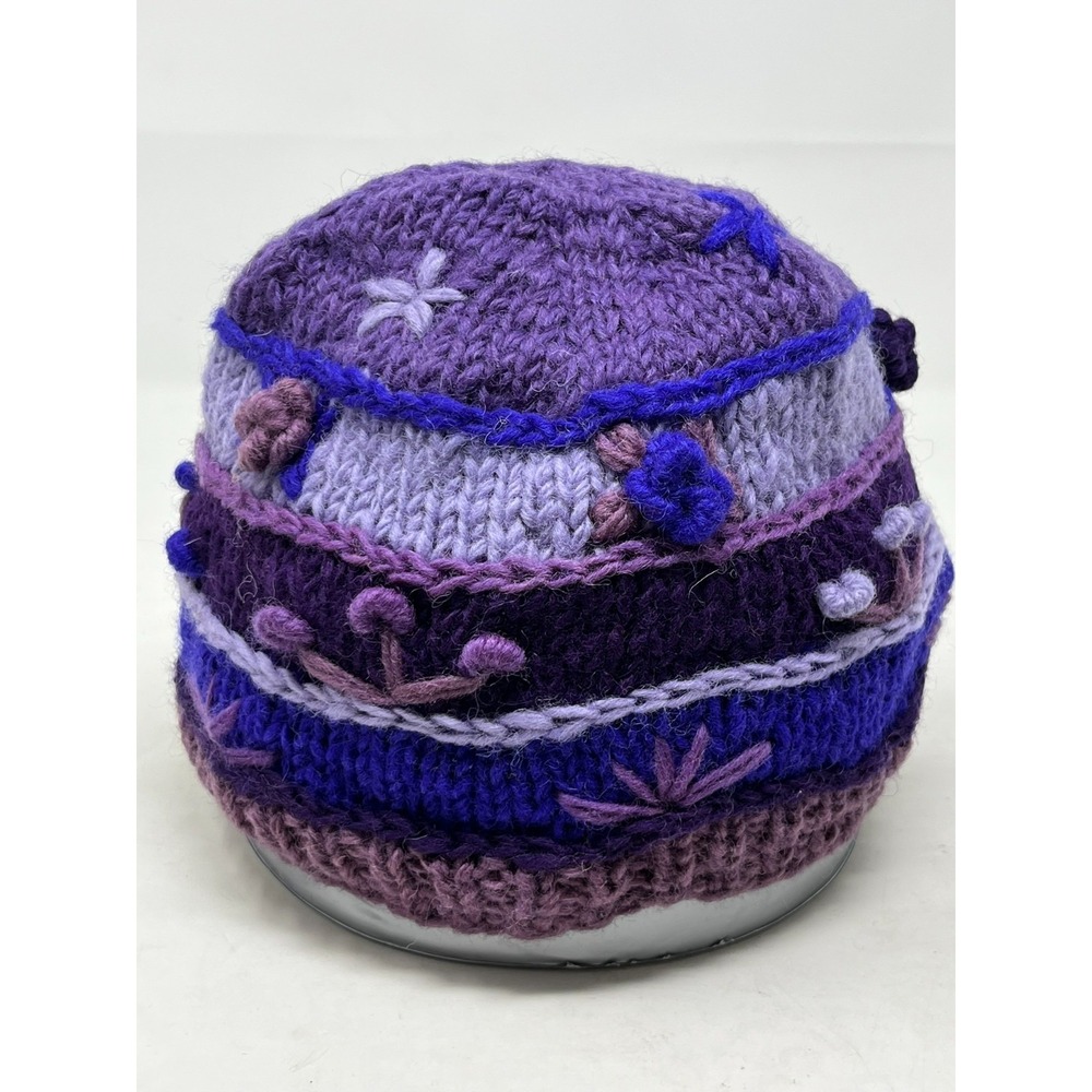 NWT Cheveaux Woolen Beanie Hat‎ Hand Made in Nepal Lined Purple